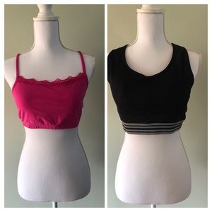 Two tank top style sport bras.